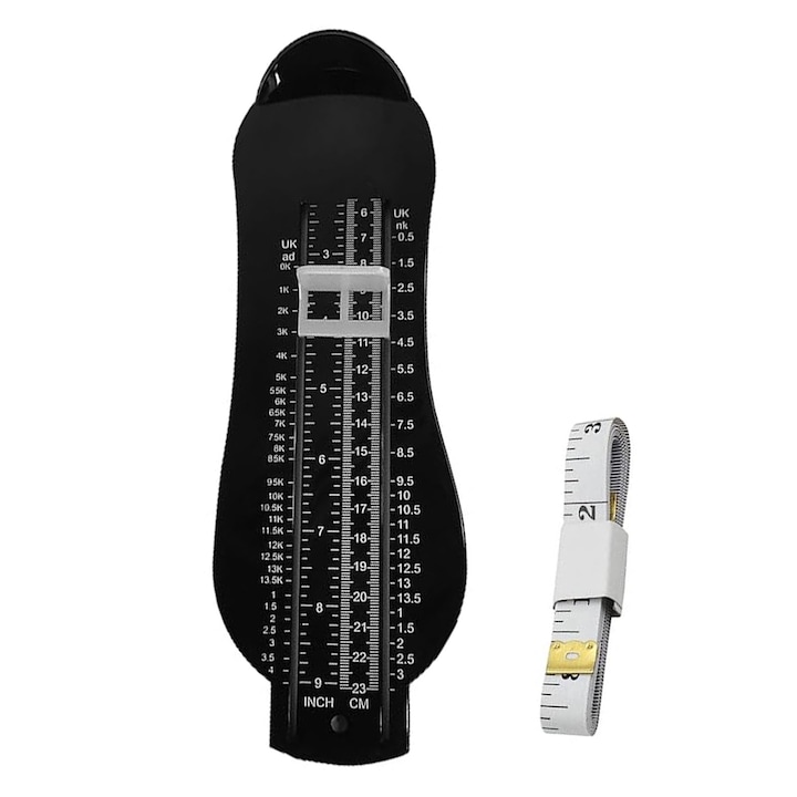 Dispozitiv de masurat talpa, ZGGZERG, Masurarea lungimii piciorului, 9-31cm, Cu banda de masurare, dimensiunile UE/Marea Britanie, Usor de folosit, Datele sunt exacte, Pentru barbati/femei/copii, ABS, 33.8*10*3.6cm, Negru