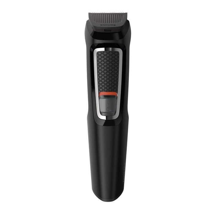 Aparat de tuns barba si parul 9 in 1 PHILIPS Multigroom MG3740/15, Lame cu ascutire, Acumulator, 6 piepteni par fata si cap, Negru