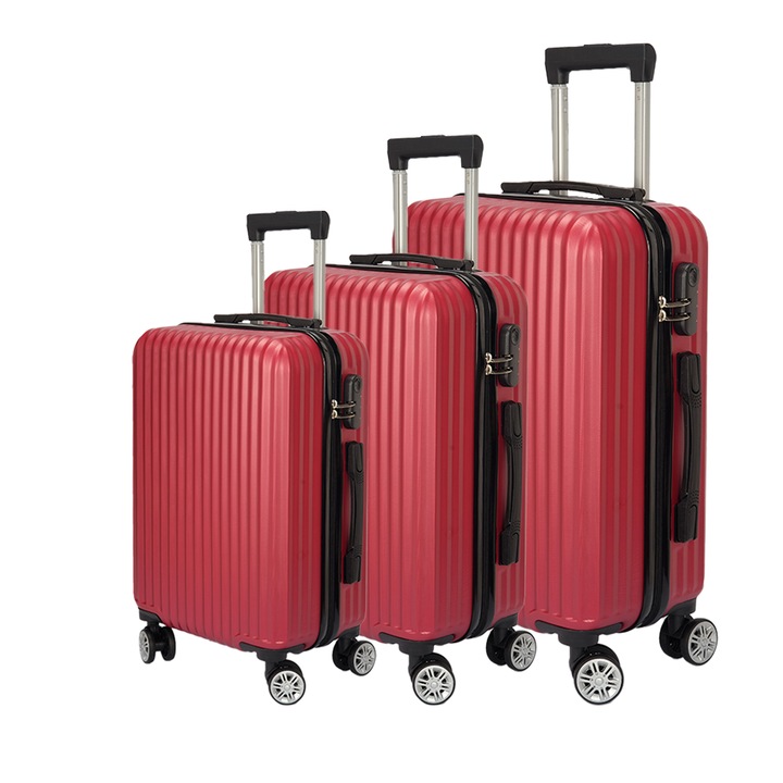 Dollcini, World Travel куфар 3бр., 28"24"20", 528294_D_3бр., виненочервен
