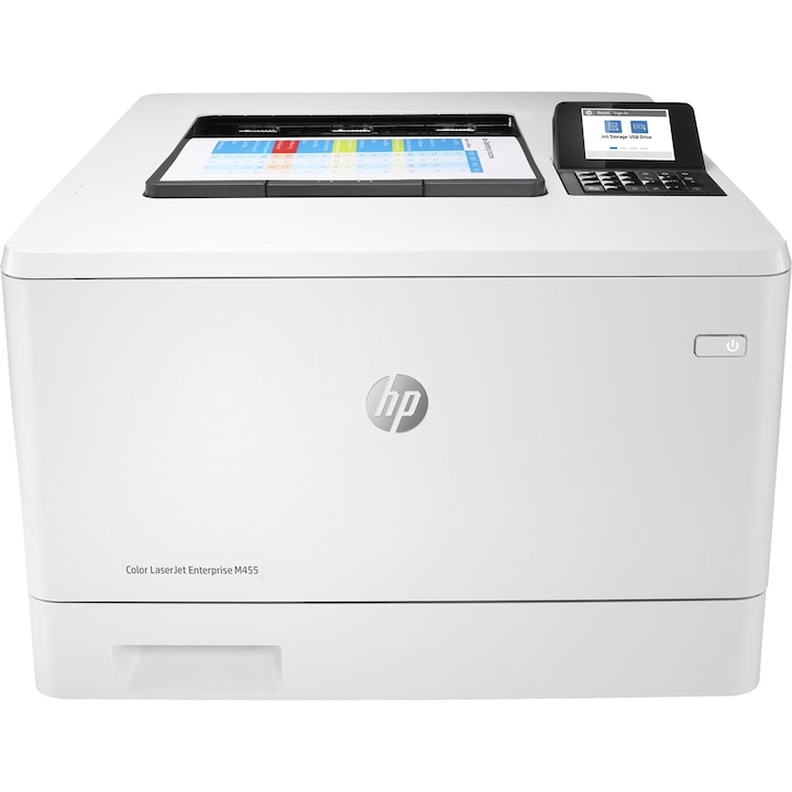 Цветен лазерен принтер HP M455dn, дуплекс, A4, 27 ppm, USB, Wi-Fi, мрежа, бизнес, бял