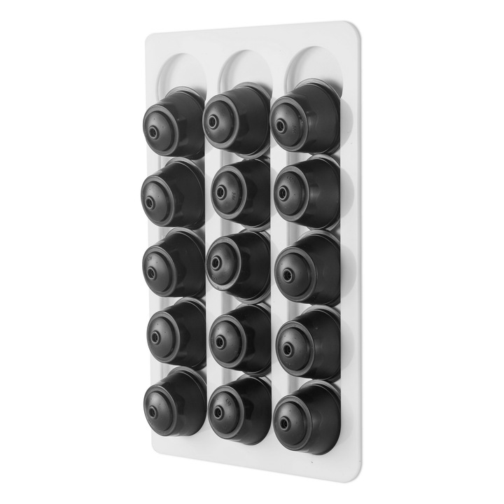 Suport capsule de cafea, BoTeCo, Dolce Gusto, Dolce Gusto, Plexiglass alb lustruit, 15 capsule