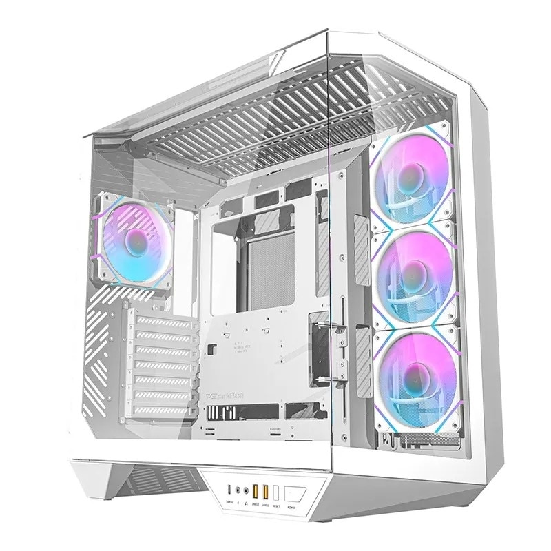 Darkflash DY470 carcasa pentru calculator (alb) + 4 ventilatoare +