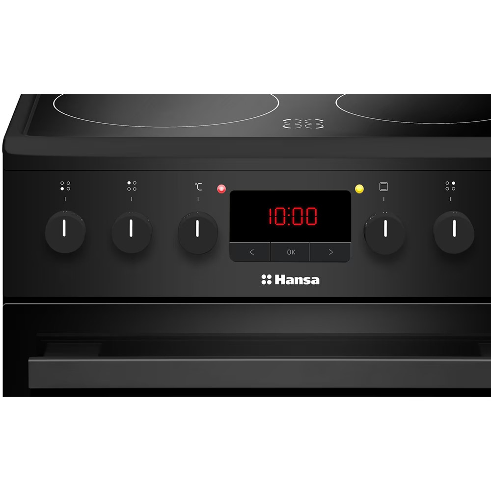 Aragaz HANSA FCCM58209H, 4 arzatoare, Electric, L 50 cm, Grill, Negru