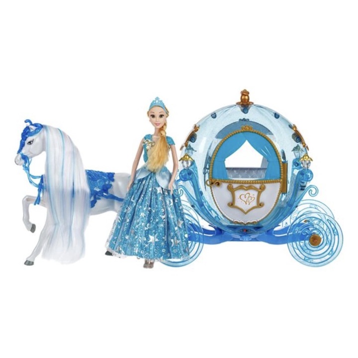 Hercegnő, világító hintó és lovas szett