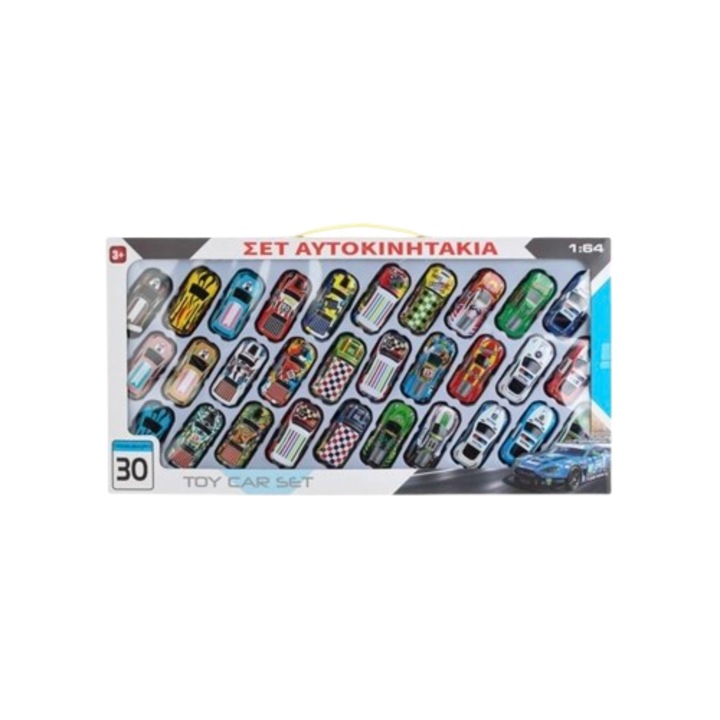 30 db különböző színű és típusú autóból álló készlet