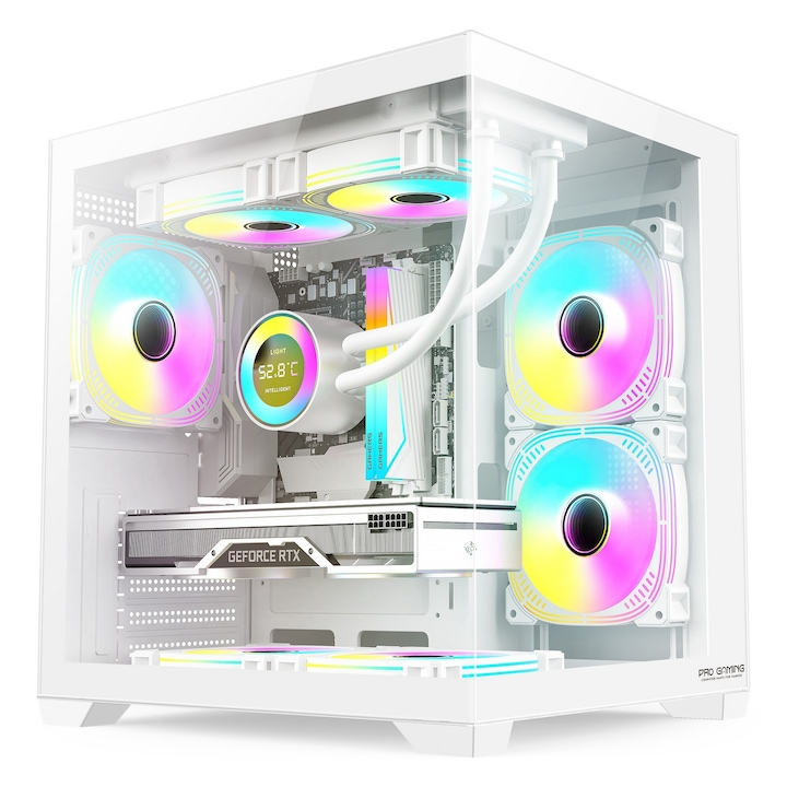 Ambra White Gamer Asztali PC Rendszer Intel Core i7 9700 akár 4.7Ghz, 16GB DDR4 RAM, 1TB SSD, 8GB GDDR5 Videokártya, WI-FI 6, Windows 11 Home