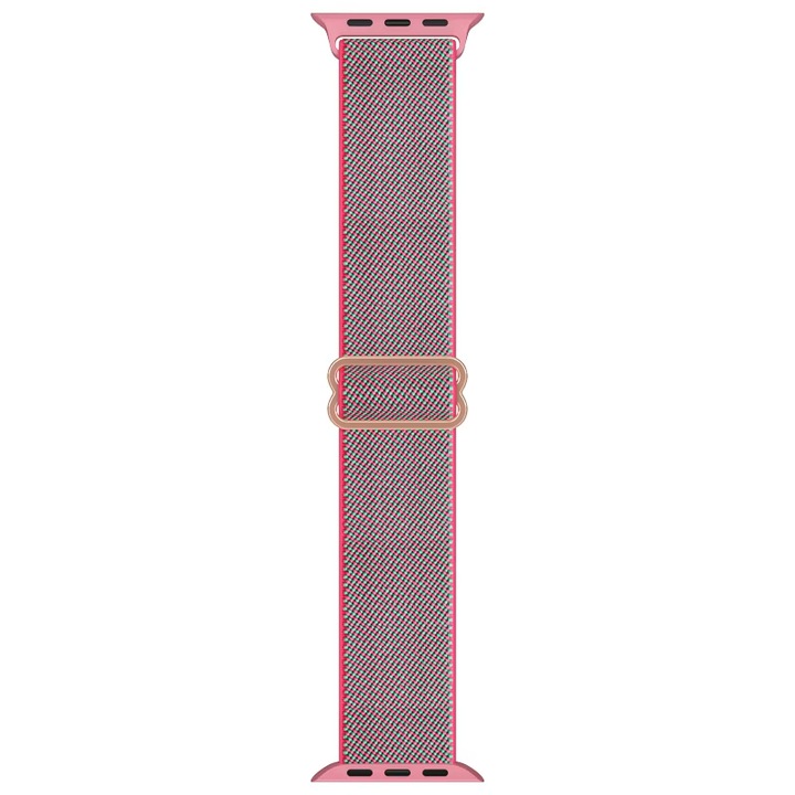 Apple Watch szíj, nylon, kompatibilis a következőkkel: Apple Watch 6, 7, 8, 9, SE, 38/40/41mm, Apple Watch 10 42mm, JW-1-PGSBD-30-D, Pink & Green Weave