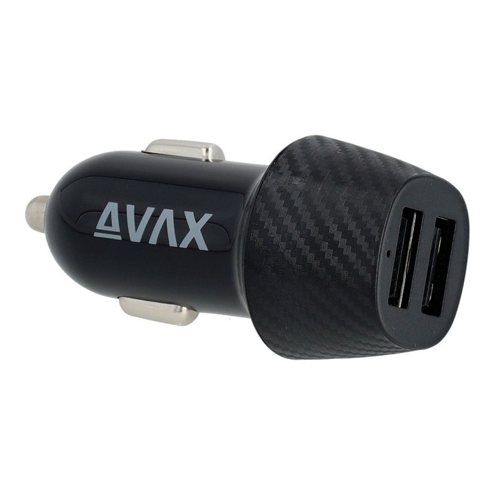 Incarcator auto pentru telefon, Avax, 12W, Negru