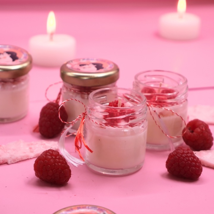 Lumanare parfumata, Mini martisorul zmeurica, 42g