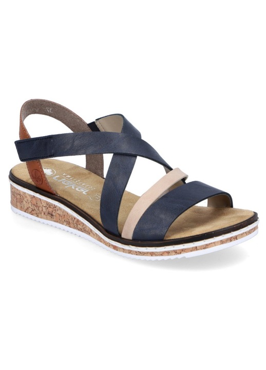 Sandale dama, Rieker, Velcro, Piele ecologica, Albastru, 36