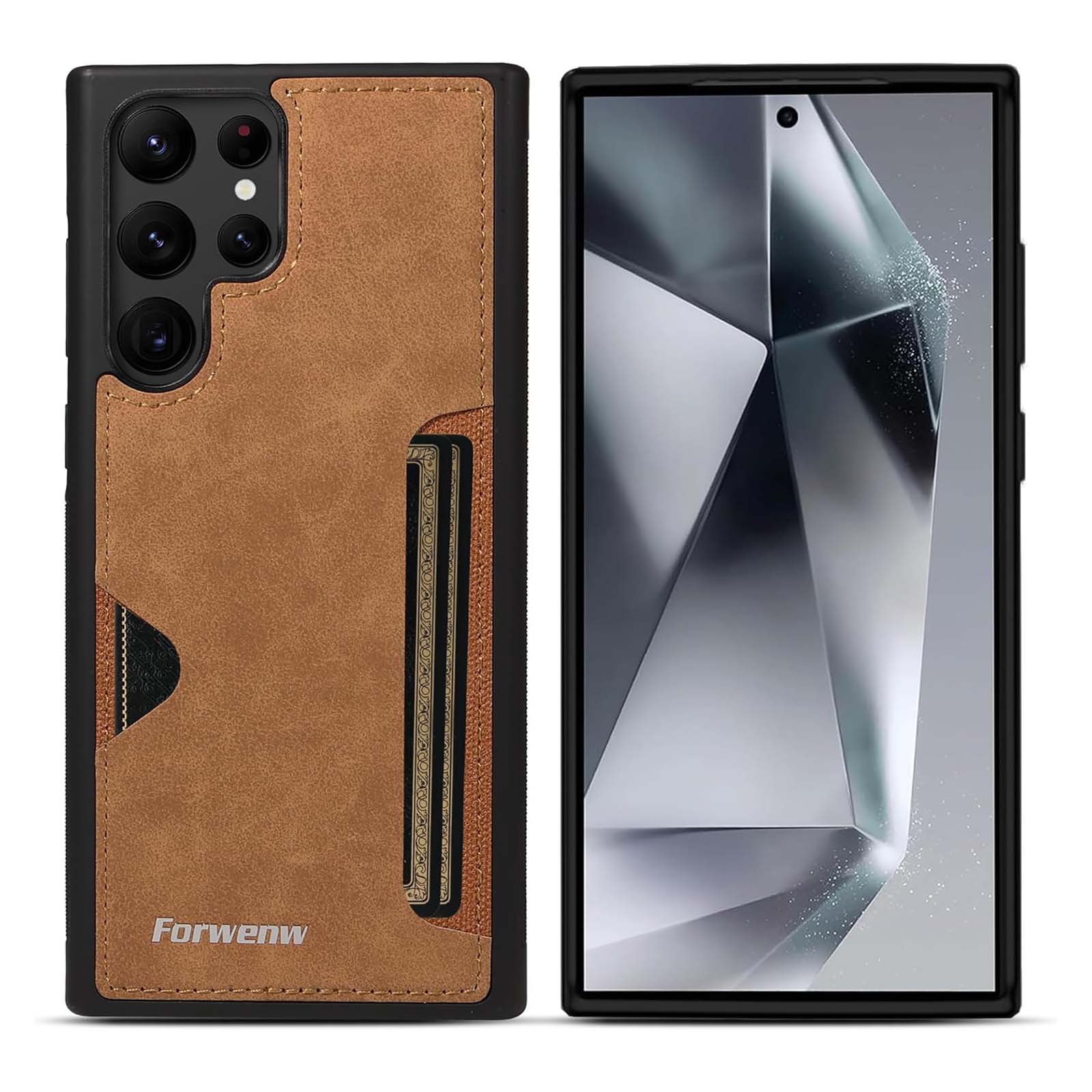 Husa telefon pentru Samsung S25 Ultra, TREXORA, cu suport pentru carduri, ultra-subtire, culoare maro
