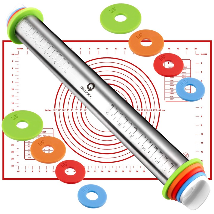 Rozsdamentes acél sodrófa készlet állítható gyűrűkkel, ASDIIT, 17 hüvelykes, süteményekhez, pizzához, kekszekhez