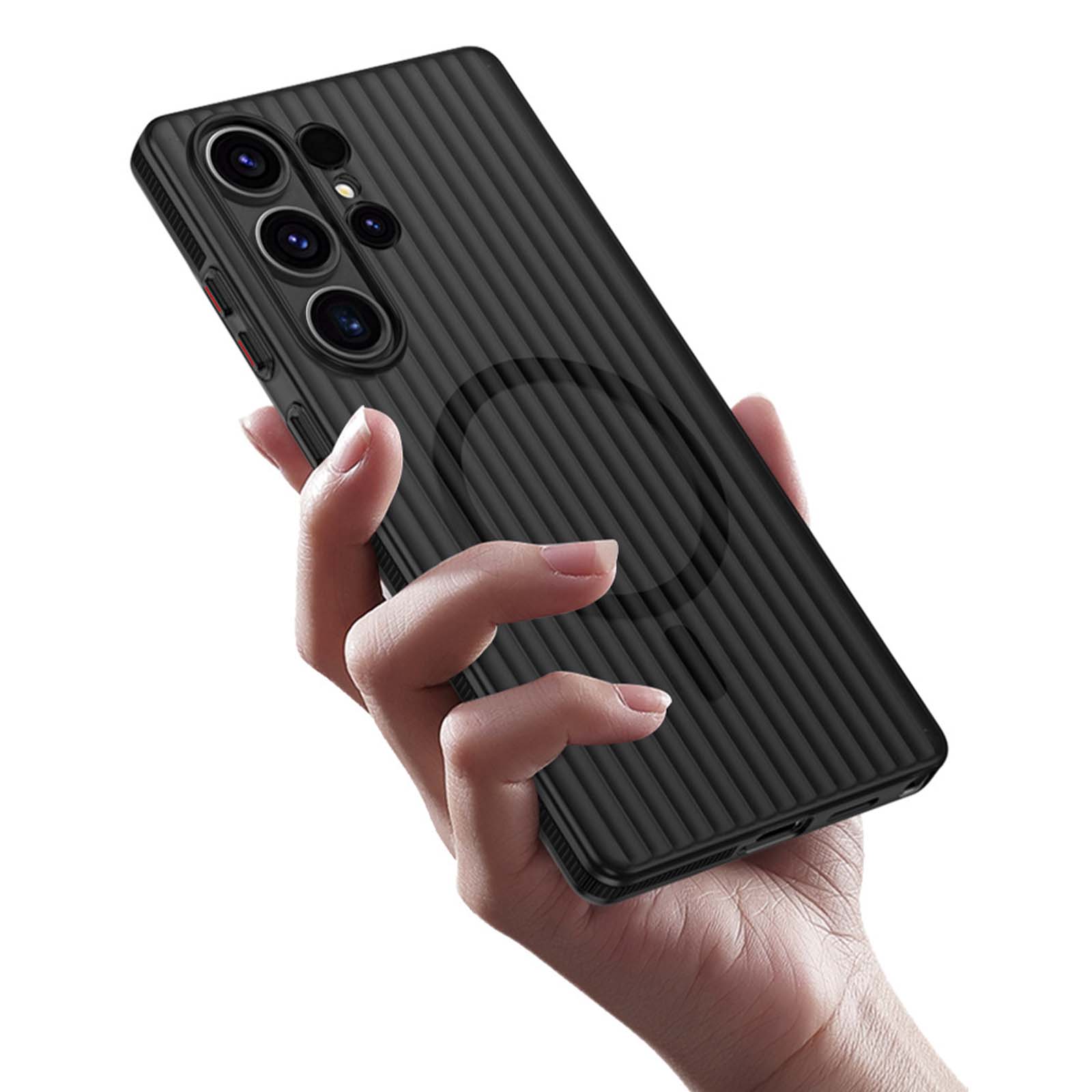 Husa pentru telefon Samsung S25 Ultra, TREXORA, magnetica, ultra-subtire, protectie completa, neagra
