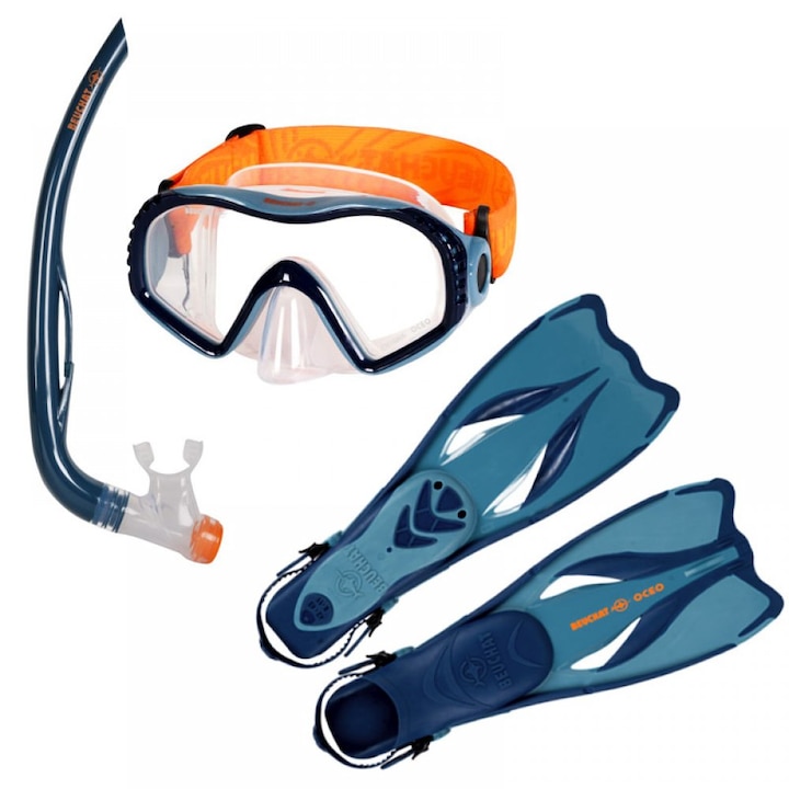 Set masca, aripioare si snorkel, BEUCHAT, pentru adulti, inot, scufundari, marimea 38-41