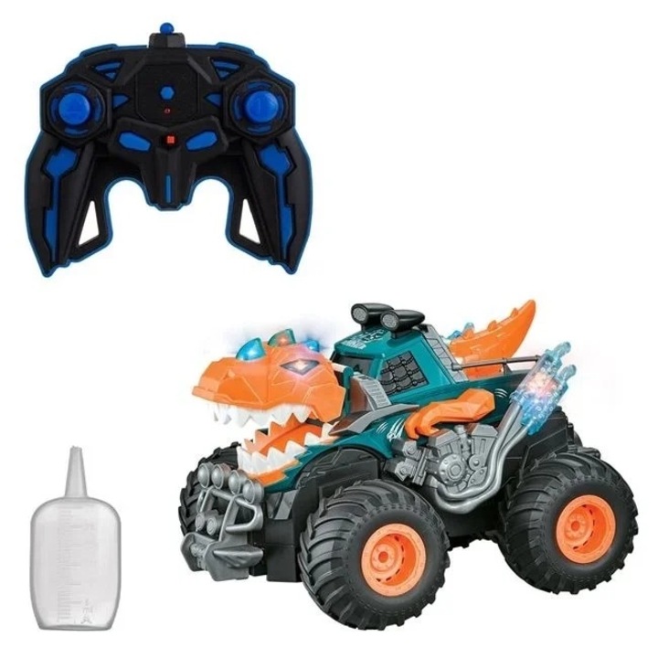 Кола с форма на динозавър, Welora, с дистанционно и пълни функции, пръскаща пара, 34x22x21см, многоцветна