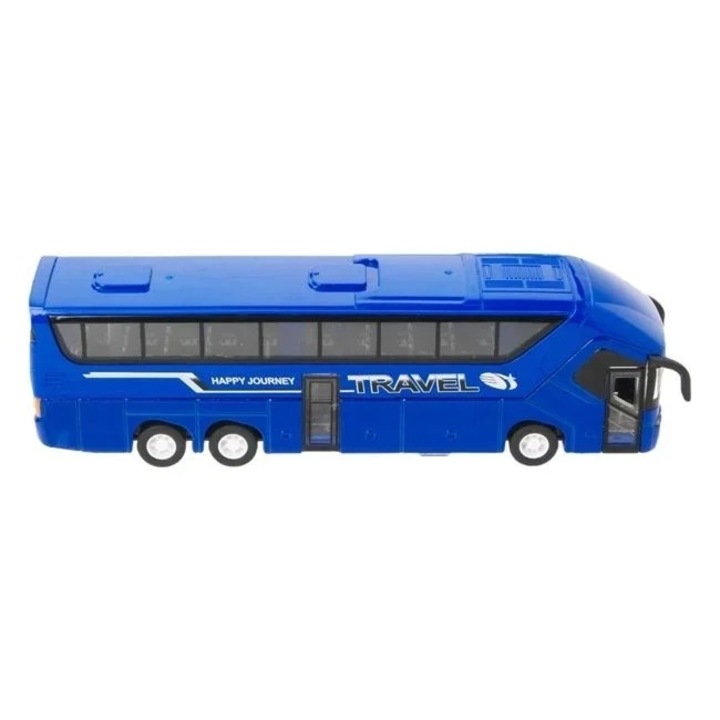 Vehicul de jucarie tip autobuz turistic, Welora, cu sunet si lumini, 21x4x5.5cm, albastru