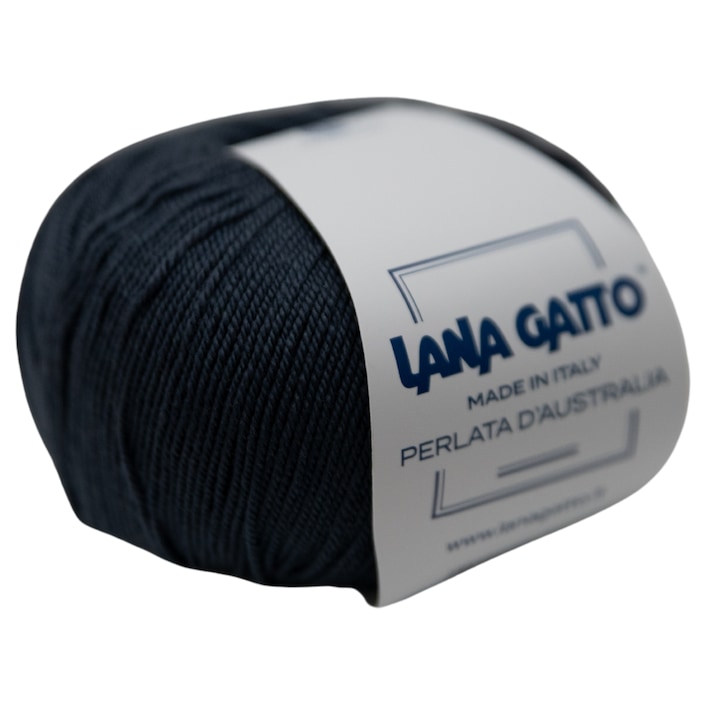 Fir tricotat Lana Gatto Perlata d'Australia, 100% lana Merinos, Super Fine, 50g, Gri