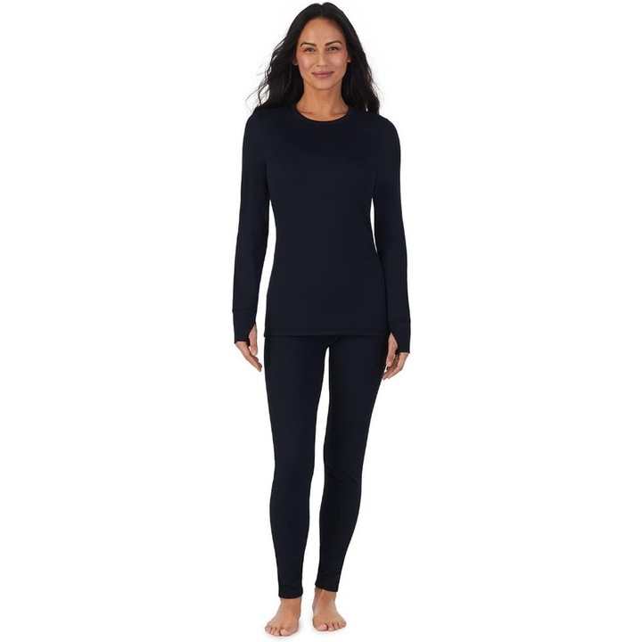 Női termikus fehérnemű, Ronyes®, hosszú ujjú és nadrág, 70cm/93cm, fekete