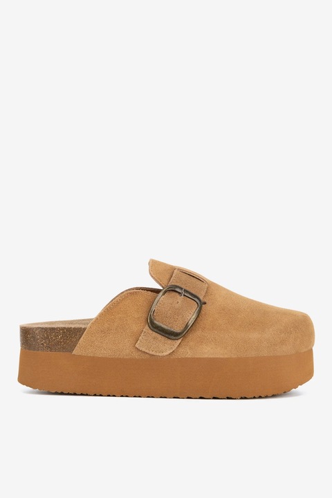 Papuci dama Badura, 5905588985877, Piele intoarsa, Maro, Maro, 38