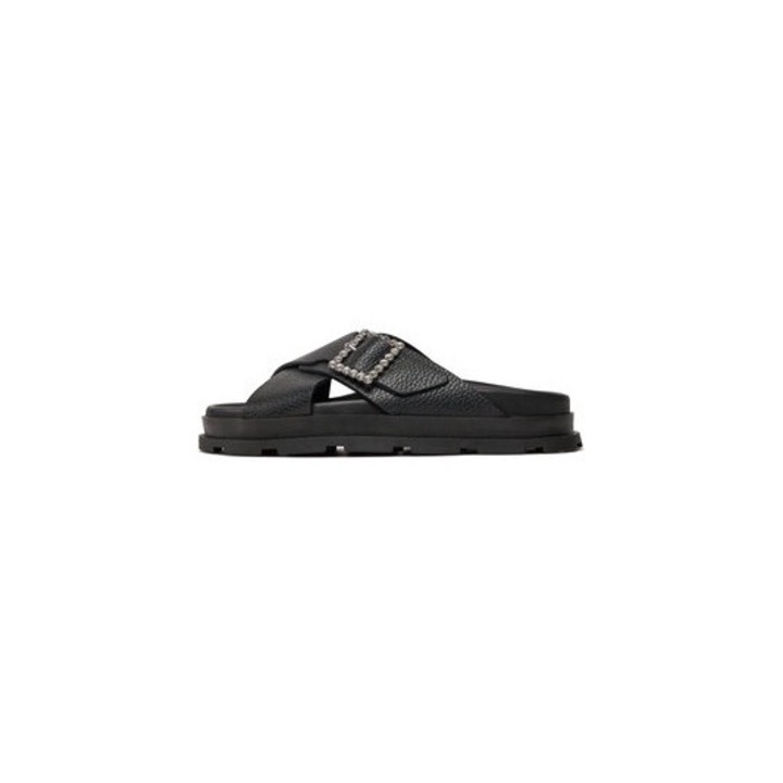 Papuci dama Pollini, 303874162, Piele naturala, Negru, Negru, 36