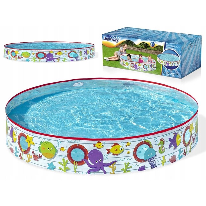 Разгъваем басейн Bestway 152x25см, графика на коралов риф, вместимост 340л, комплект с лепенки за ремонт