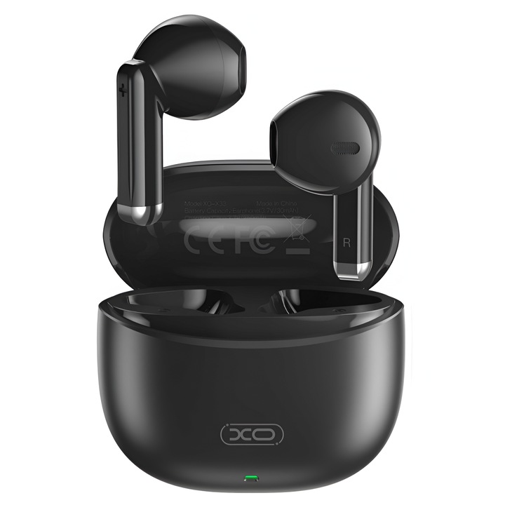 TWS XO Design X33 vezeték nélküli Bluetooth fejhallgató ONSG®-től, Bluetooth 5.3 csatlakozás, HD hang, 4 órás akkumulátor-élettartam, 250 mAh-s töltőtok, kompatibilis Android iOS rendszerrel, fekete