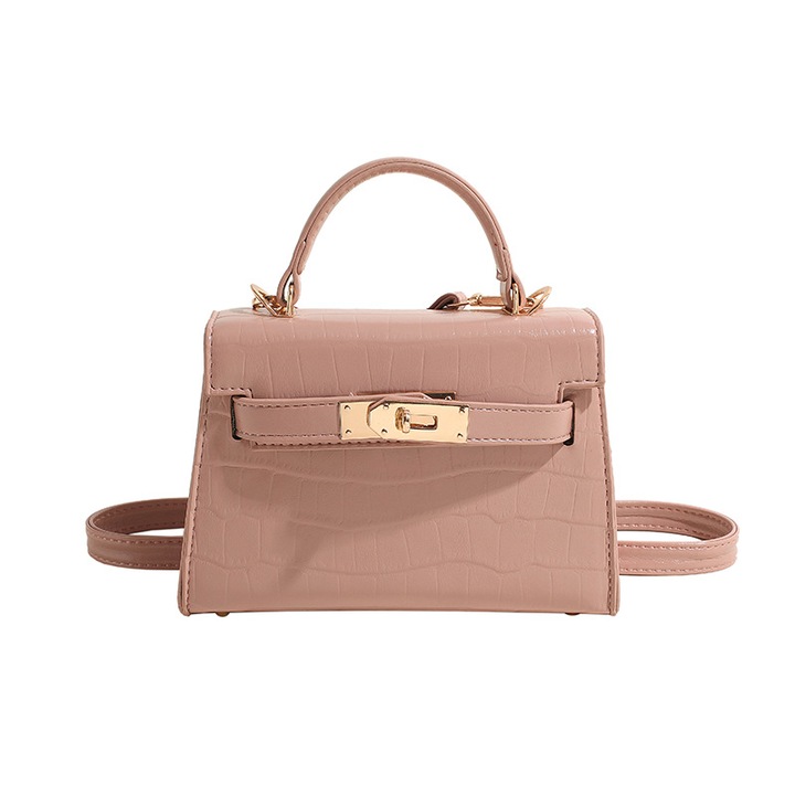 Kelly Platinum női táska 2025 tavaszi és nyári új stílusú kis négyzet alakú kézitáska divatos válltáska - rózsaszín - 5,91 * 2,34 * 8,27 hüvelyk