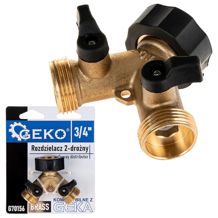 Distribuitor cu 2 cai cu supape GW3/4" x 2 GZ3/4", Geko G70156