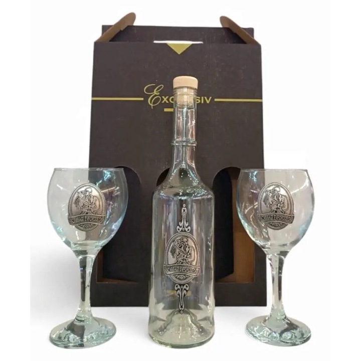 Set pahare de vin Aniversare nunta - cu eticheta din tabla, 3 bucati
