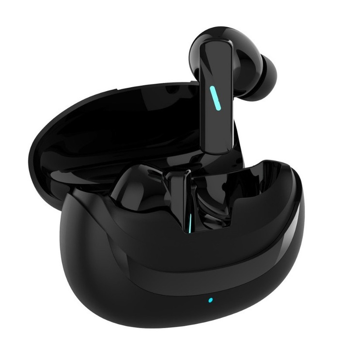 TWS, vezeték nélküli, mini fülhallgató, sztereó sport fejhallgató, Bluetooth fejhallgató, fejhallgató Android fülhallgatóhoz, Bluetooth 5.3, izzadságálló, fekete