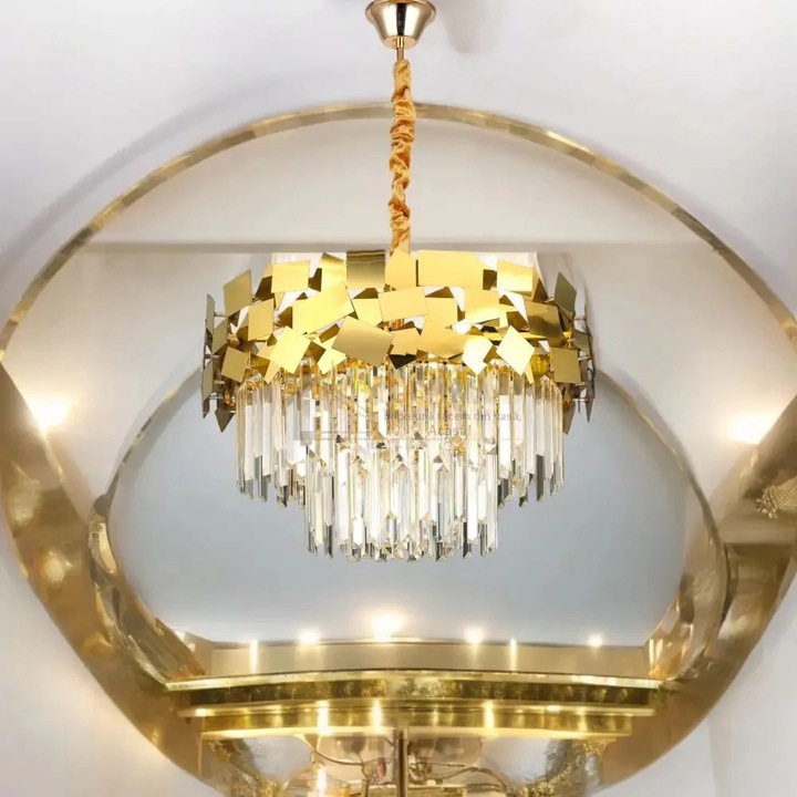 RFAN полилей, модел H5580/400, кристална текстура, метал, 5 X E14, златист