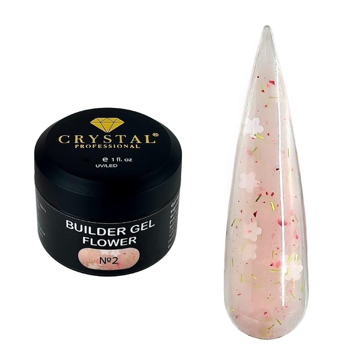 Gel de constructie Flower Crystal 50ml, Crystal Professional, consistenta medie, usor de aplicat, transparent