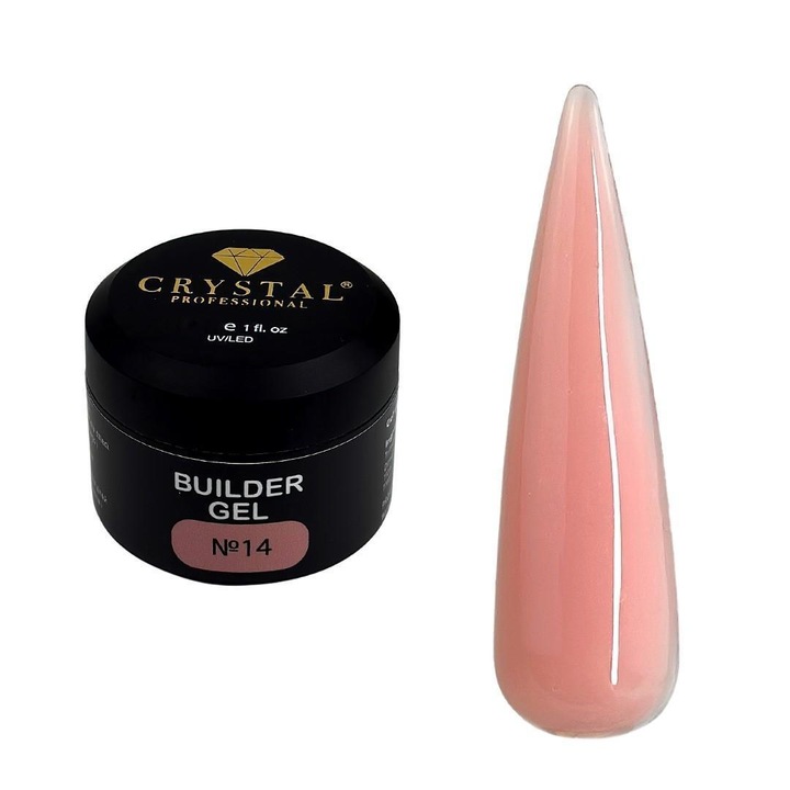 Gel de constructie 50ml Crystal Professional, 3 faze, vascozitate medie, auto-nivelare, transparent