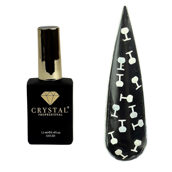 Top Coat Crystal Professional, No 3, model cocktail, alb, 12 ml