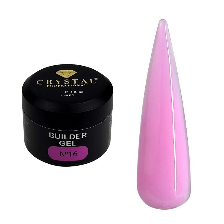 Gel de constructie 50ml Crystal Professional, 3 faze, vascozitate medie, auto-nivelare, transparent