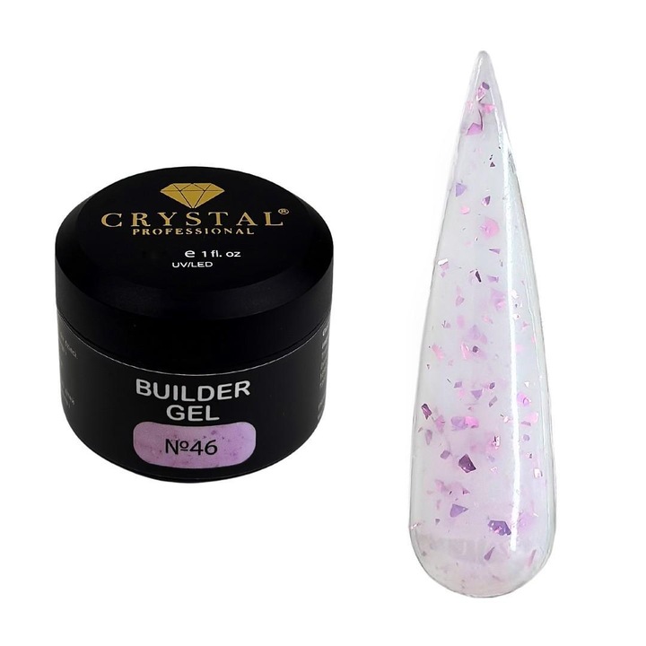 Gel de constructie 50ml Crystal Professional, 3 faze, vascozitate medie, auto-nivelare, transparent