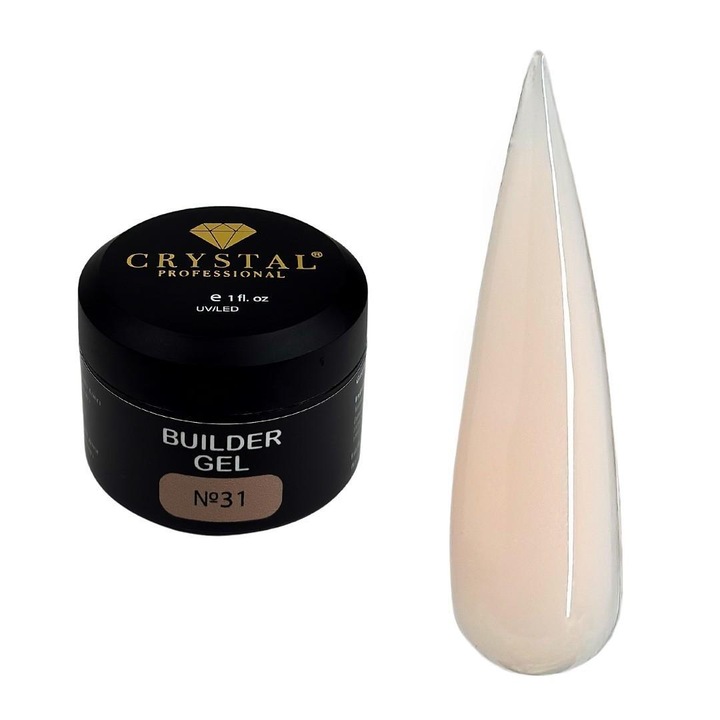 Gel de constructie 50ml Crystal Professional, 3 faze, vascozitate medie, auto-nivelare, transparent