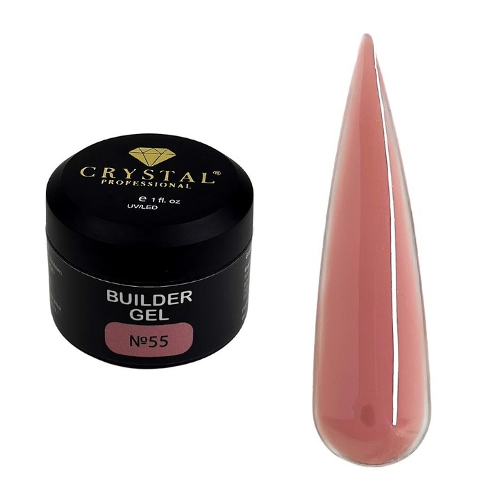 Gel de constructie 50ml Crystal Professional, 3 faze, vascozitate medie, auto-nivelare, transparent