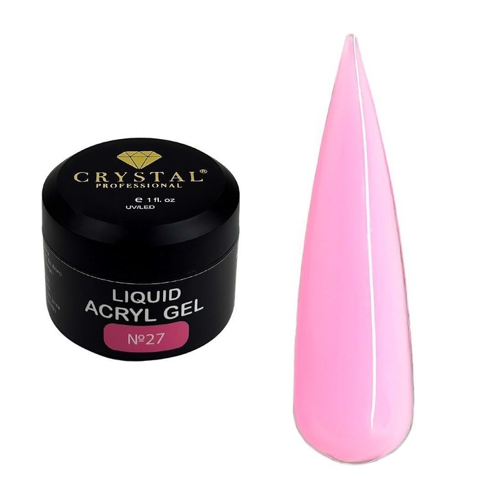 Akril körömzselé, Crystal Professional, No. 27, rózsaszín, 15ml