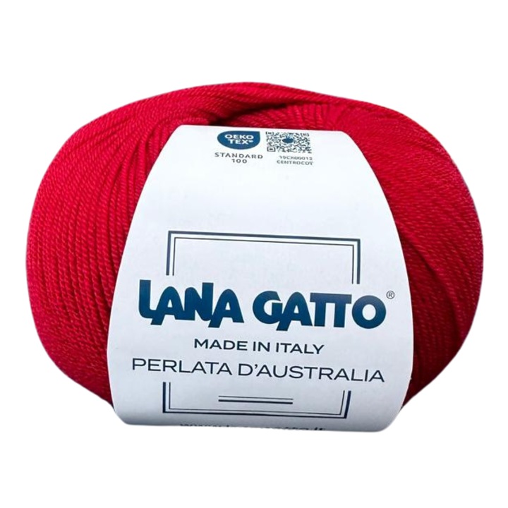 Kötőfonal Lana Gatto Perlata d'Australia, 100% Merinó gyapjú, Super Fine, 50g, Piros