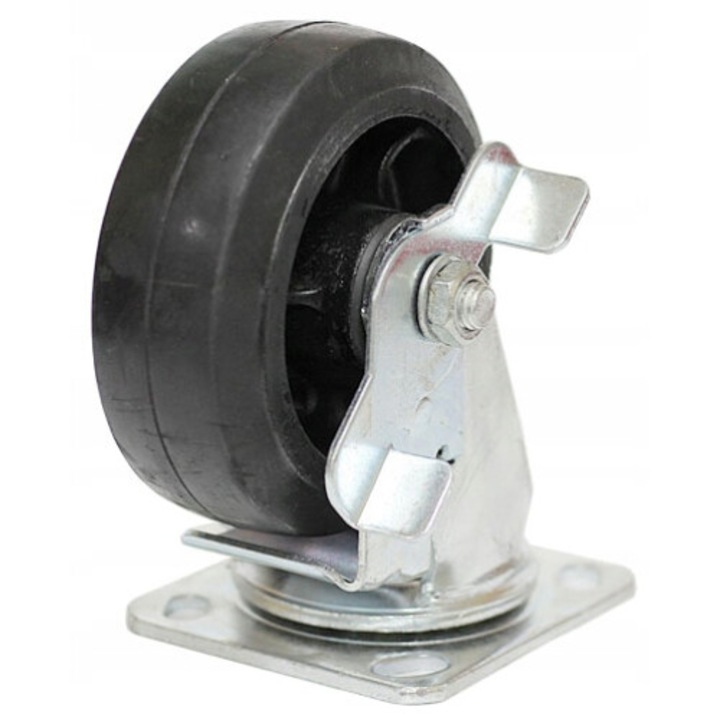 Roata cu frana Kastor 100mm, 150kg, nylon, 115x100mm