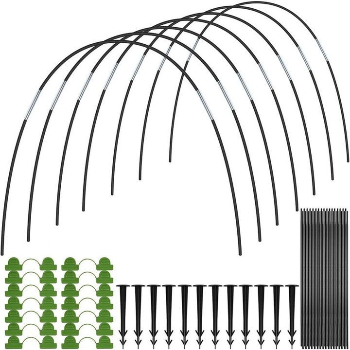 Üvegház kiegészítő készlet, üvegszálas, 54 darabos, fekete/zöld