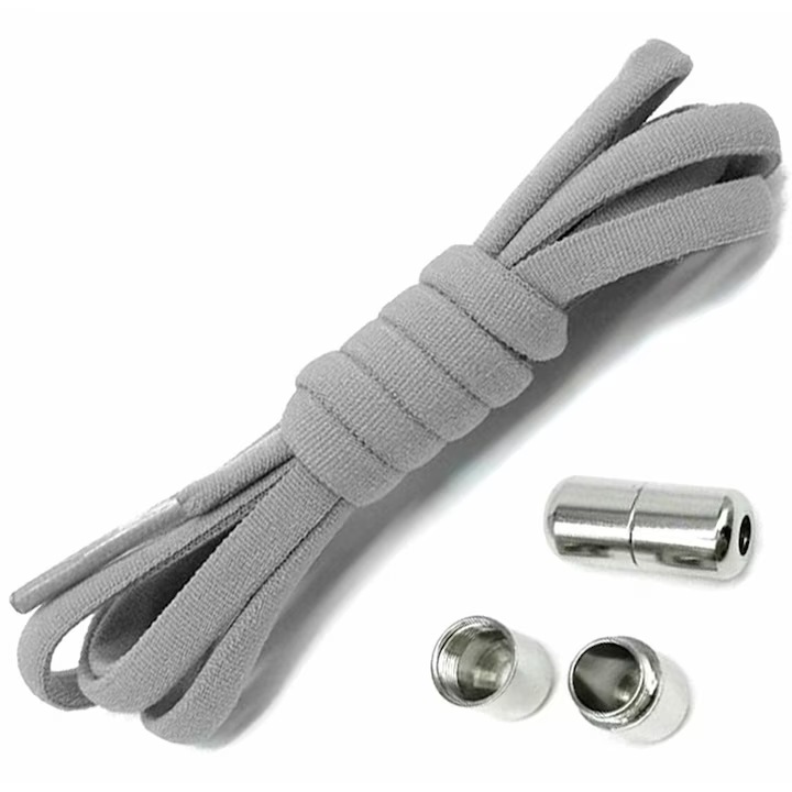 Връзки за обувки, Еластични, Без връзване, За възрастни и деца, Сиви