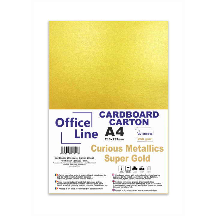 Carton A4 250gr Curious Metallics super gold top.20 coli