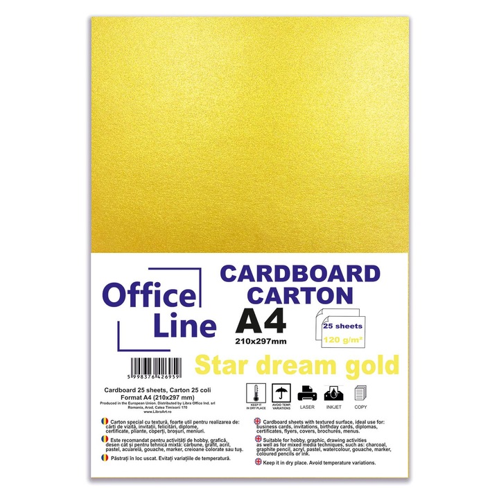 Carton A4 120gr Stardream gold top 25 coli