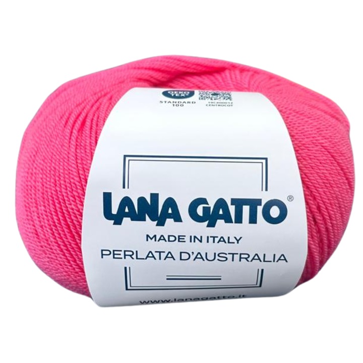 Kötőfonal Lana Gatto Perlata d'Australia, 100% merinó gyapjú, szuper finom, 50 g, pasztell rózsaszín