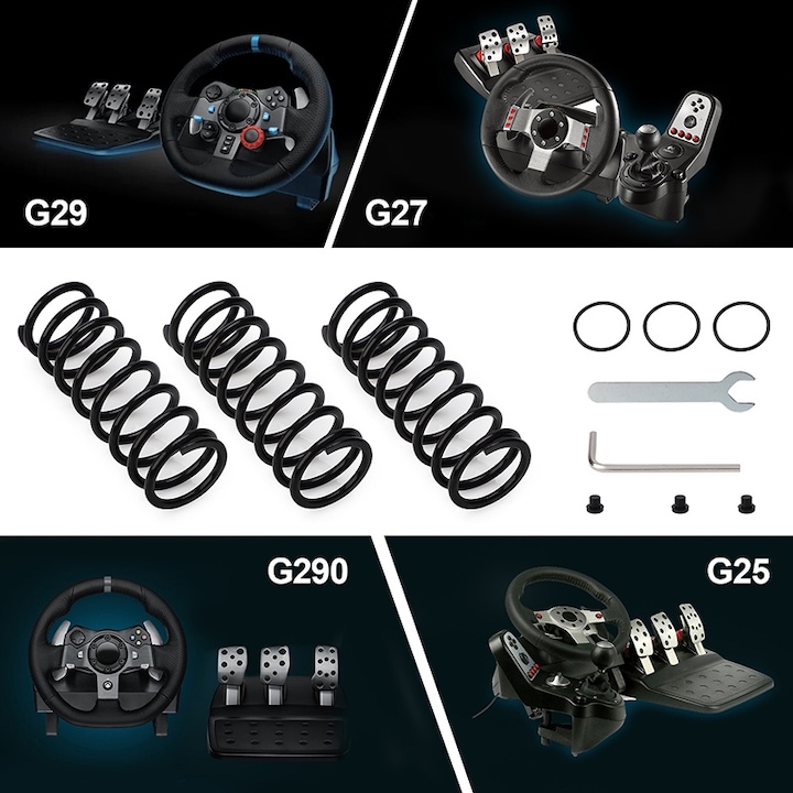 Пружина за педала на газта, спирачката и съединителя за Logitech G920, G25, G27, G29, G923, Подобрява времето за обиколка и постоянството, KINGTRONG®