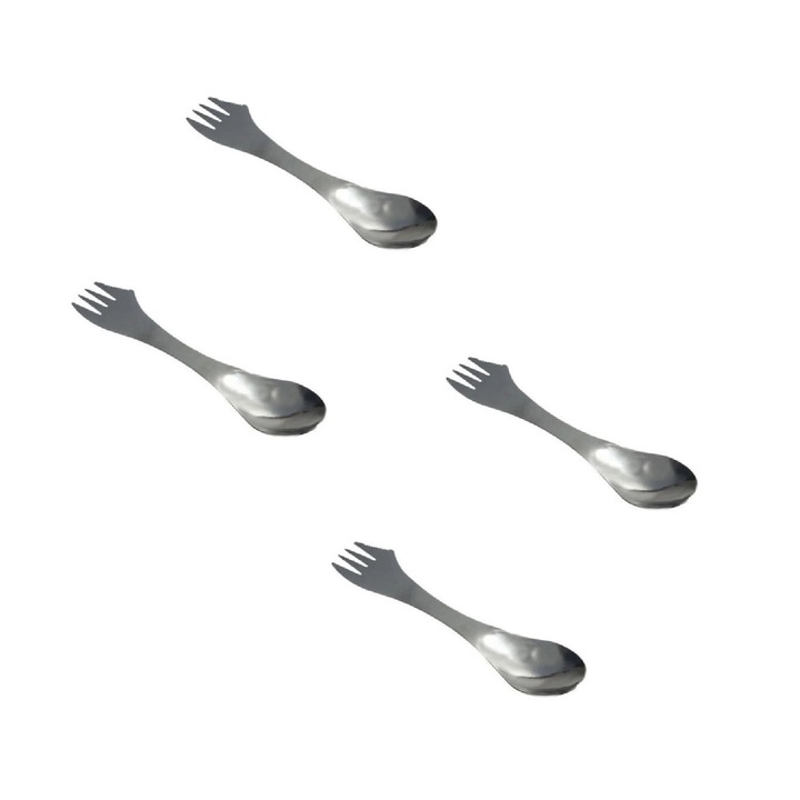 Set tacamuri 2Pc, lingura-furculita-spork, inox, argintiu