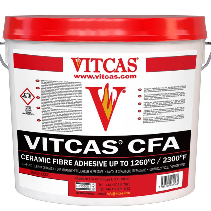 Adeziv Fibra Ceramica Vitcas 5kg, rezistent la temperaturi de până la 1400C, adeziv pentru cuptoare, aplicare ușoară