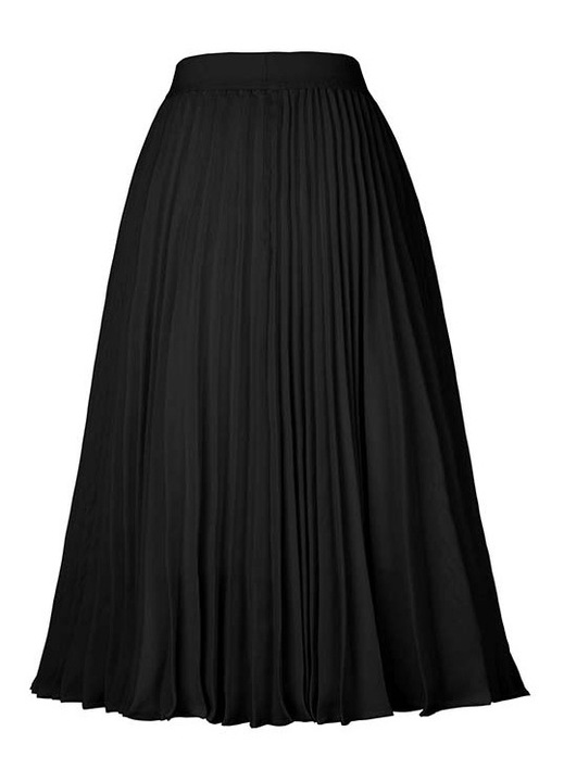 Fusta creion, TREXORA, plisata, neagra, marime L, design fluid